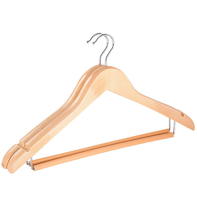 

Maybelline wood hanger groove thickening non-slip wood color 45cm wooden hanger pants pants scarf 2 Pack