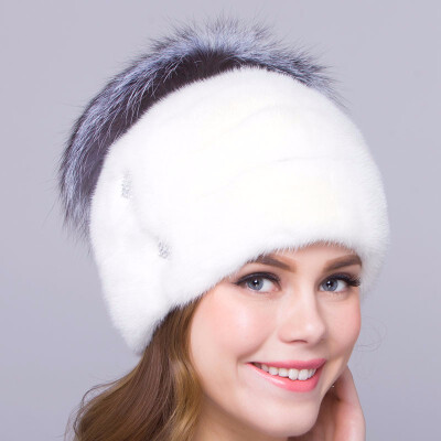 

Mink fur female winter hat warm natural fox fur design real fur hat beautiful fashion new discount free shipping high quality