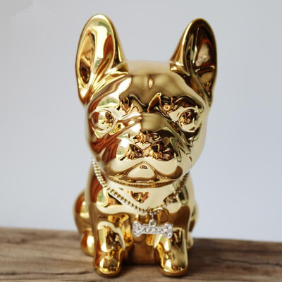 

French Bulldog crafts European electroplated ceramic dog home decor figurines pet piggy bank home accessories ornaments