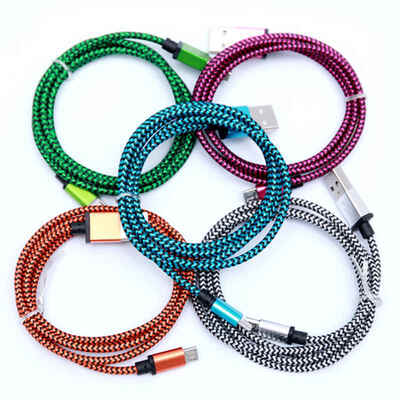

3M Hot Sale Braided Fabric Micro USB 20 V8 Cord Data &Sync Charger Chargering Cable For Android Smart Phone Cell K8Eq