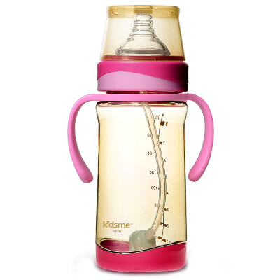 

Kiss me kidsme sense of temperature bottle wide caliber PPSU newborn baby bottle with straw handle 240ML red