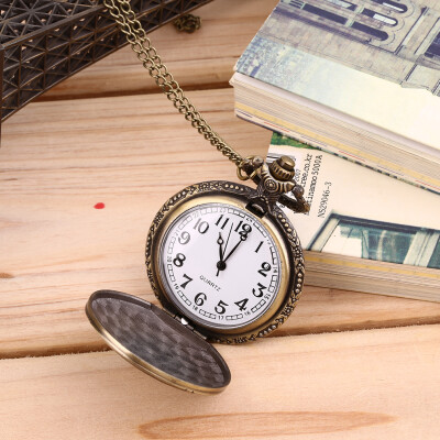 

Men's Antique Bronze Retro Vintage DAD Pocket Watch Quartz With Chain Gift