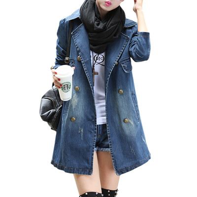 

CT&HF Women Handsome Fashion Leisure Cowboy Coat Personality Loose Lapel Coat Korea Women Contracted Cotton Jacket