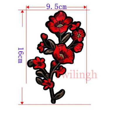 

1 Pc Top New Brand Clothes Patches Bird Red Rose Flower Embroidered Patch DIY Iron On Sew Fabric Repair Clothing Wedding Patches