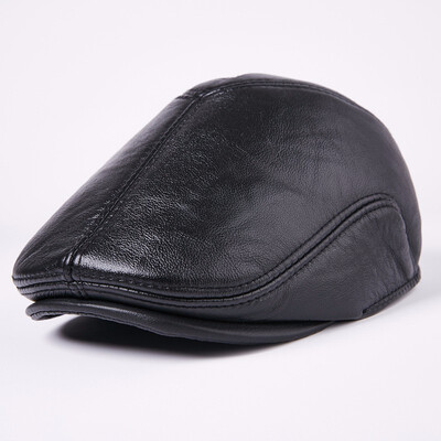 

Adult Genuine Leather Hat Mens Winter Warm Leather Cap Male Peaked Cap Youn Man Visors Cap Ear Protection Hats B-7211