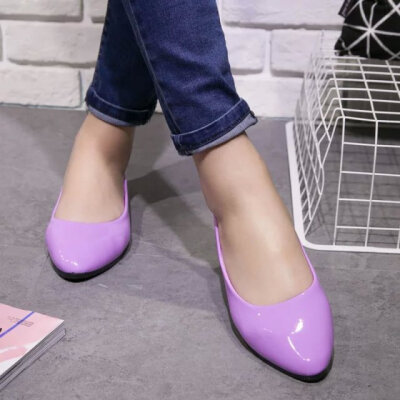 

Women Pointy Toe Shoes Faux Leather Candy Color Casual Flat Ballet Dress Loafer