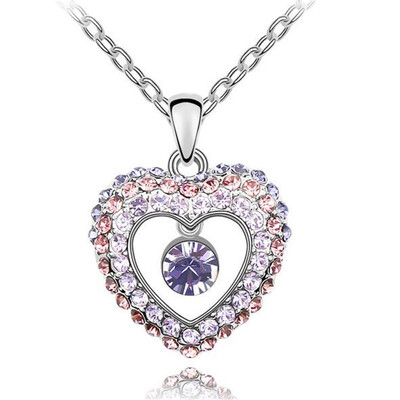 

Crystals Heart Pendant Necklace Made With Crystal from Austrian Elements For Women Birthday Gift Cute Silver Color Jewelry 4648