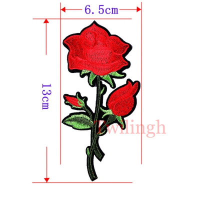 

1 pcslot Brand Embroidered Patches Big Red Rose Sequin Patch Iron On Fabric Badge Sew On Clothes Appliques DIY Wedding Stickers