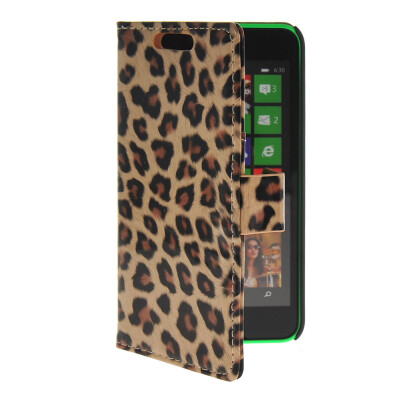 

MOONCASE Slim Leather Flip Wallet Card Pouch with Kickstand Shell Back ЧЕХОЛ ДЛЯ Nokia Lumia 630 Leopard