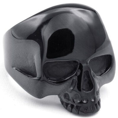 

Hpolw New FashionCharm Mens Gothic Style Design Stainless Steel fashionable Black Ring Alien Skull Width 23mm