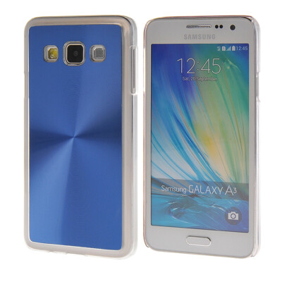 

MOONCASE CD Style Chrome Plated Brushed Aluminum Metal Back Plate Case Cove for Samsung Galaxy A3 Blue