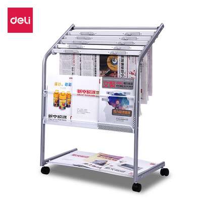

Deli deli six-layer aluminum alloy clip newspaper rack newspaper rack magazine display rack 635360875mm 9302
