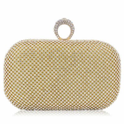 

Milisente Women Evening Bag Ring Rhinestone Clutches Bags Wedding Clutch Party Purse Gold Pron Ball Diamond