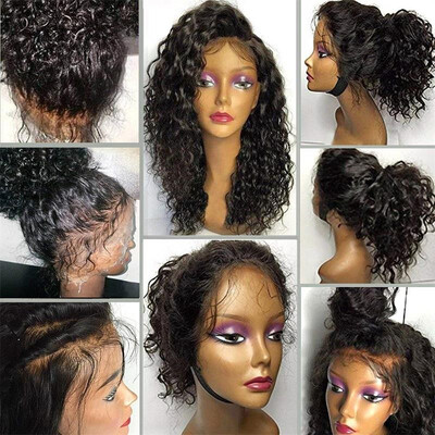 

9A Curly Lace Front Human Hair Wigs Pre-Plucked Brazilian Virgin Hair Glueless Lace Wigs 150 Density