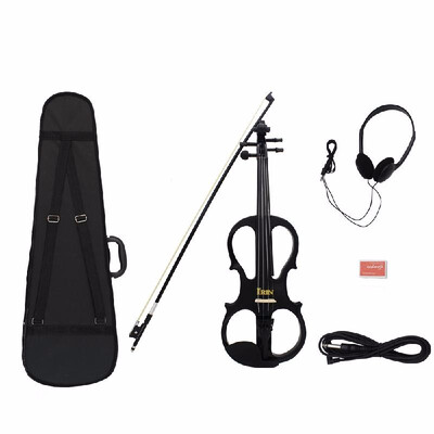 

44 Wood Maple Electric Violin Fiddle Stringed Instrument with Ebony Fittings Cable Headphone Case for Music Lovers Beginners Dura