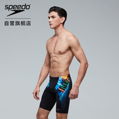 

Speed ratio Speedo Galaxy theme print exquisite dynamic anti-chlorine quick-drying fit sunscreen anti-wrinkle mens knee trunks black blue 32 810851C601
