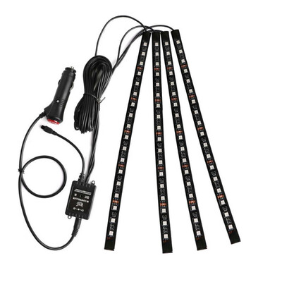 

Car interior lights led colorful indoor atmosphere light 18smd a drag four voice remote control car foot lamp RBG atmosphere lights