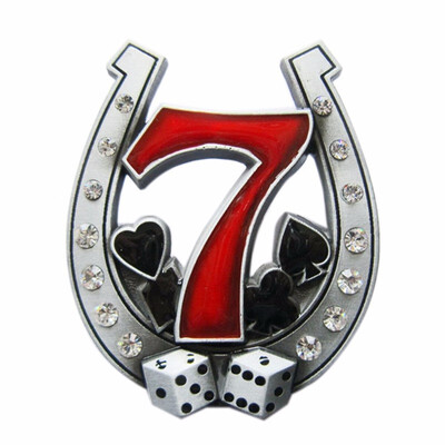 

New Rhinestones Horseshoe Lucky 7 Casino Belt Buckle