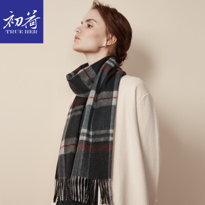 

Initial load TRUE HER cashmere plaid scarf ladies thick autumn&winter warm wild bib shawl dual-use exquisite gift box Tibetan blue