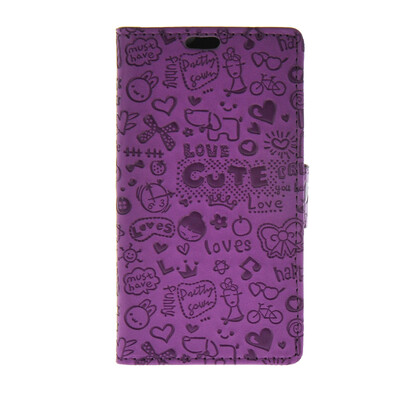 

MOONCASE Cute Little Witch Leather Side Flip Wallet Card Holder Stand Pouch ЧЕХОЛ ДЛЯ Sony Xperia E4G Purple