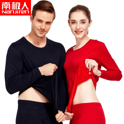 

Antarctic Nanjiren gold velvet plus velvet men&women middle&old aged thermal underwear mens suit ladies - red M