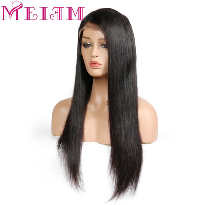 

MEIEM Lace Front Human Hair Wigs For Black Women Straight Brazilian Remy Hair Glueless Lace Wigs Pre Plucked With Baby Hair