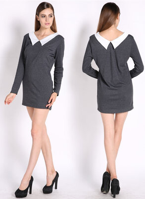 

Women Winter Warm Long Sleeved Doll Collar Sweater Slim Dress