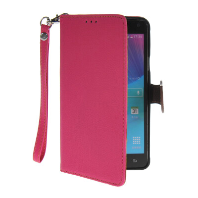 

MOONCASE Litch Skin Leather Side Flip Wallet Slot Pouch Stand Shell Back Case Cover For Samsung Galaxy Note 4 N9100 Hot pink