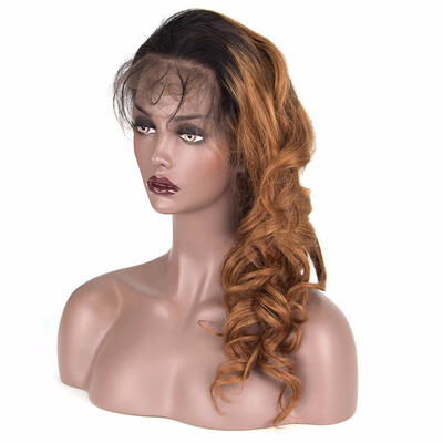 

9A Ombre T1B27 Full Lace Human Hair Wigs for Women Loose Wave Brazilian Virgin Hair Wigs with Baby Hair 130 Density10-26inches