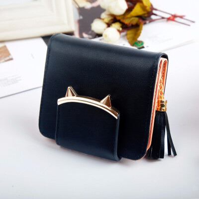 

Korean version PU leather lady short short wallet simple seventy percent off buckle multifunctional Wallet