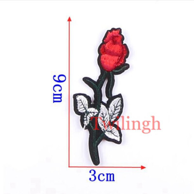 

1 Pcs Top Patches Iron-on Sew-on Red Rose Flower Embroidery Patch Motif Applique Children Women DIY Clothes Sticker Wedding