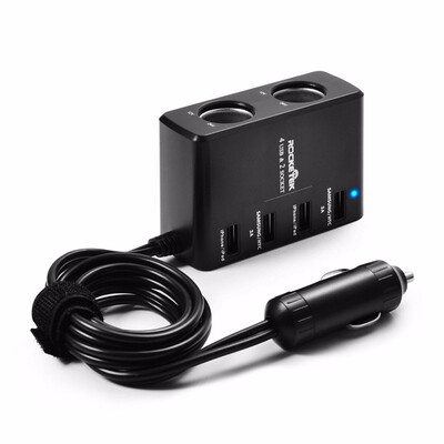 

Rocketek multi usb car charger smart IC 4 USB 6A 2 Socket Cigarette Lighter phone adapter accessories for samsung car-charger