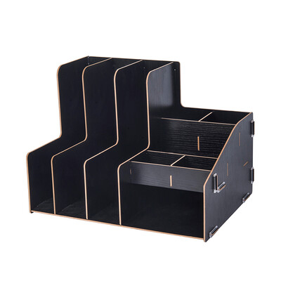 

Jinlongxing Glosen wooden file box file tray file file triple multi-divided desktop office pen holder combination DIY file storage box D2063 black