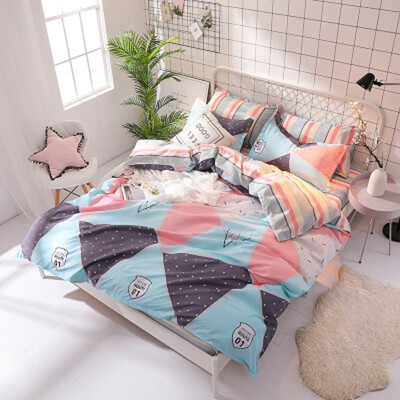 

Cntomlv Classic bedding set 5 size grey blue flower bed linens 4pcsset duvet cover set Pastoral bed sheet AB side duvet cover