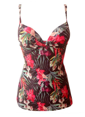 

2018 Women Flower Print Tankini Top Underwire Skirted Swimsuit Swimwear Bathing Suit