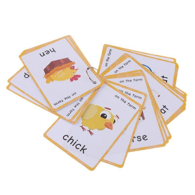 

20 Farm animals Flash Cards-English word learning card & pocket size flash card for Preschool children-English Vocabulary Cards