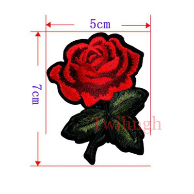 

1 Piece Plum Blossom Flower Patches Iron on 3D Embroidered Patch Red Rose Applique Sew On DIY Repair Accessories Clothes Patches