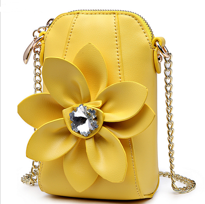 

2018 New Mini Handbag for handset A chain of water drill flowers bump a single shoulder&slung a zero Purse