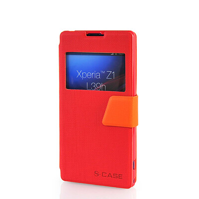 

MOONCASE View Window Leather Side Flip Pouch Ultra Slim Shell Back ЧЕХОЛ ДЛЯ Sony Xperia Z1 L39h Red