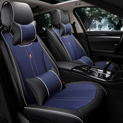 

Jody car seat four seasons GM car seat cover small waist leather imitation linen seat cushion luxury black blue