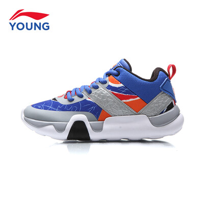 

Li Ning childrens shoes mens big basketball shoes Li Ning cloud bottom shock absorption wear support professional basketball shoes childrens sports shoes YKBM003-1 crystal blue 395