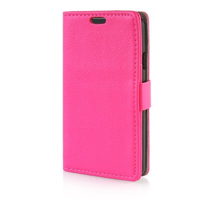 

MOONCASE Litch Skin Leather Side Flip Card Slot Pouch Stand Shell Back ЧЕХОЛ ДЛЯ LG Tribute / LG Optimus F60 Hot pink