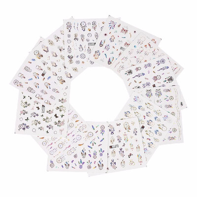 

12pcs Nail Art Stickers Decal Dream Catcher Flower Water Transfer Mixed Pattern Manicure Decoration
