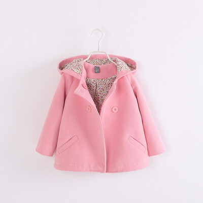 

A girls woolen coat Childrens double row button woolen jacket