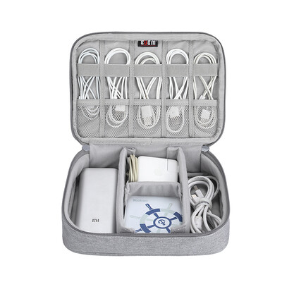 

BUBM data cable storage bag power box multi-function charging line travel portable digital accessories finishing bag power accessories package black double laye