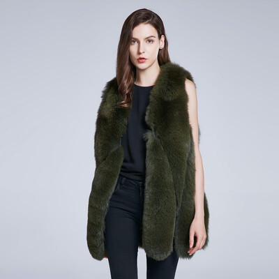 

Natural Fox Fur Jacket Womens Fur Vest Winter coat female Genuine Leather Jacket Fur Tanker 2018 New Sleeveless Warmer Seat