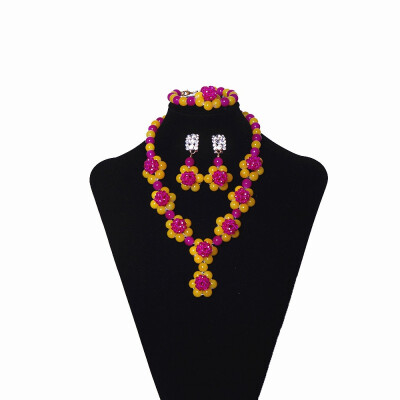 

AMYNOVA Fine Hand Made Flower Jewelry African Bridal Wedding Celebration Jewelry Sets For Women Nigerian Wedding Beads Jewelry Set