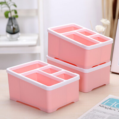 

Jin Hao desktop storage coffee table remote control storage box desk storage box plastic compartment stationery storage box 17 12 9cm pink 3 Pack