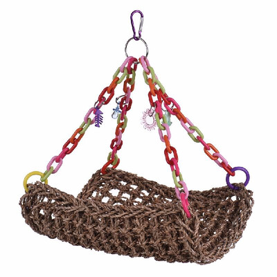 

Natural Bird Nest Hammock Color Parrot Hanging Swing Chew Toy Bird Cage Accessories for Parakeet Budgie Macaw Cockatoo