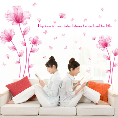 

Romantic Frosted Pink Lily Flower Petal Wall Sticker Bedroom Living Room